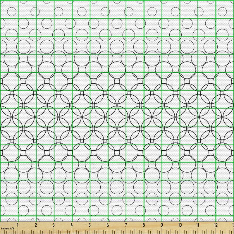 Geometrik Parça Kumaş Siyah Beyaz Daire