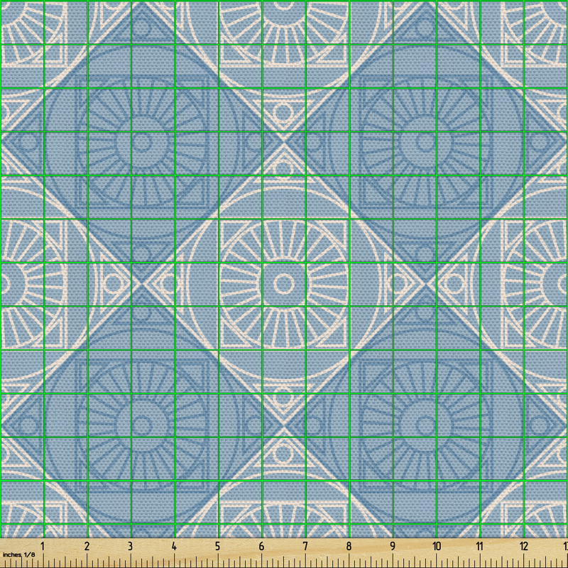 Geometrik Parça Kumaş Mozaik Desenli Mıd Century