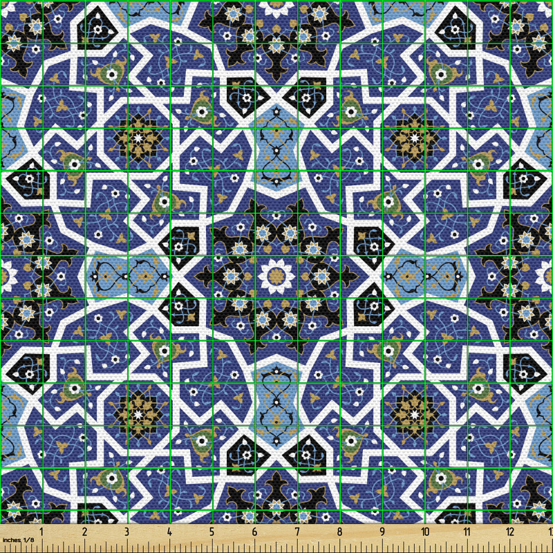 Geleneksel Parça Kumaş İslam Etkili Geometrik