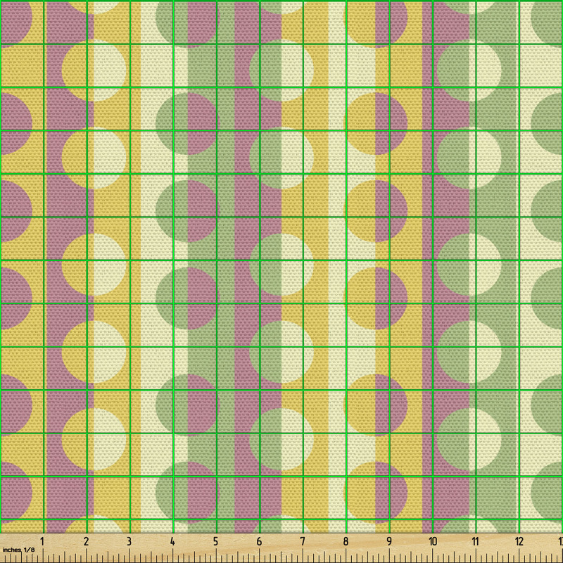 Geometrik Parça Kumaş Rengarenk Düz Şeritler ve Daireler