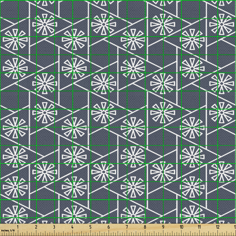 Geometrik Parça Kumaş Beyaz Gri Motifli