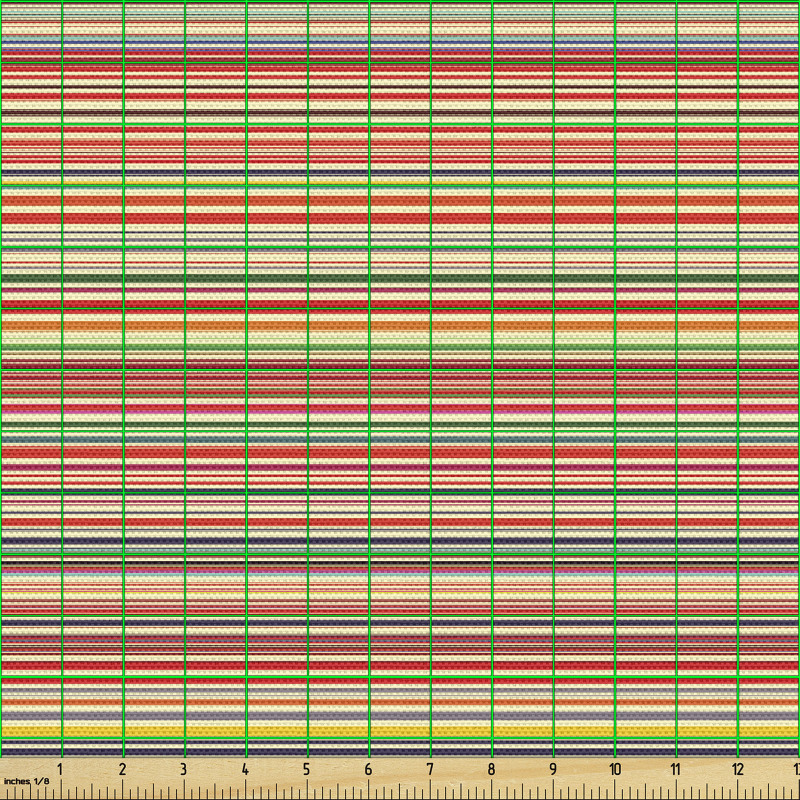 Retro Parça Kumaş Rengarenk Bohem Hippi Temalı Yatay Çizgiler