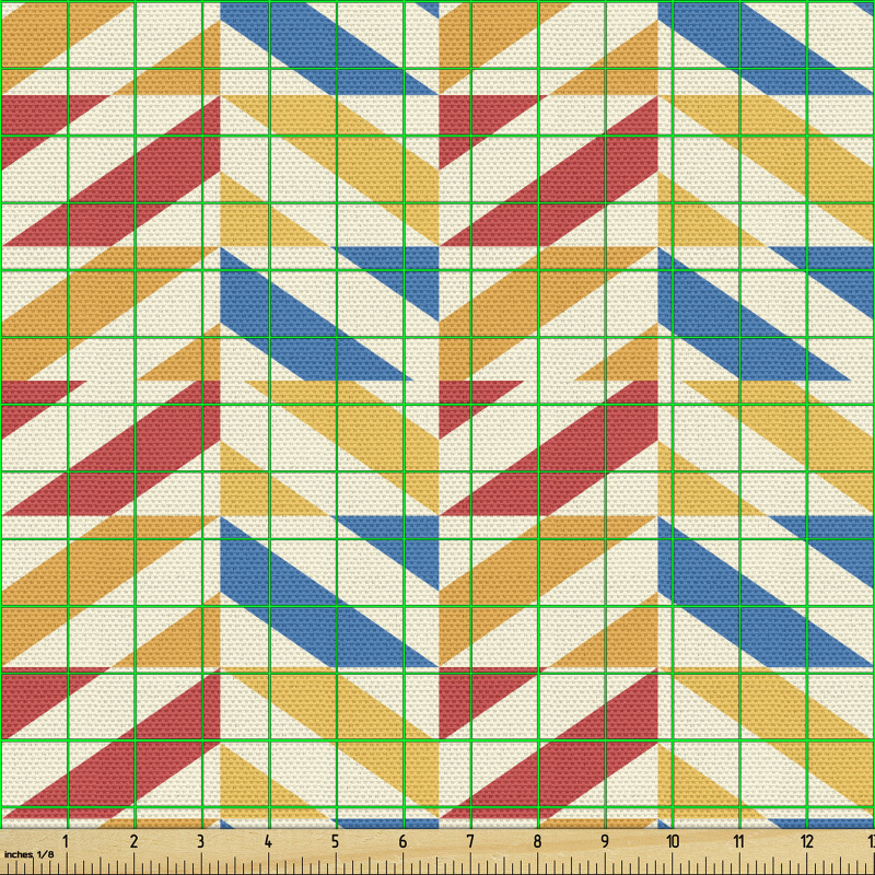 Geometrik Parça Kumaş Kırmızı Sarı Mavi Kare