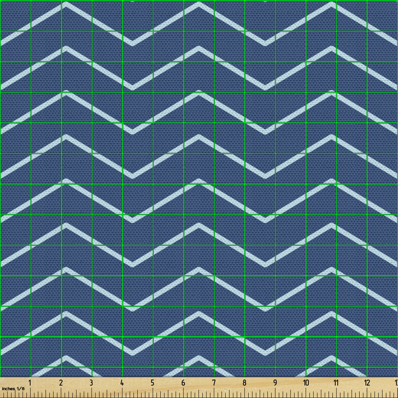 Modern Parça Kumaş Lacivert Zikzaklı
