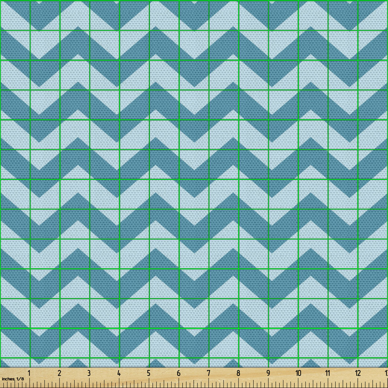 Modern Parça Kumaş Mavi Zikzak Desenli
