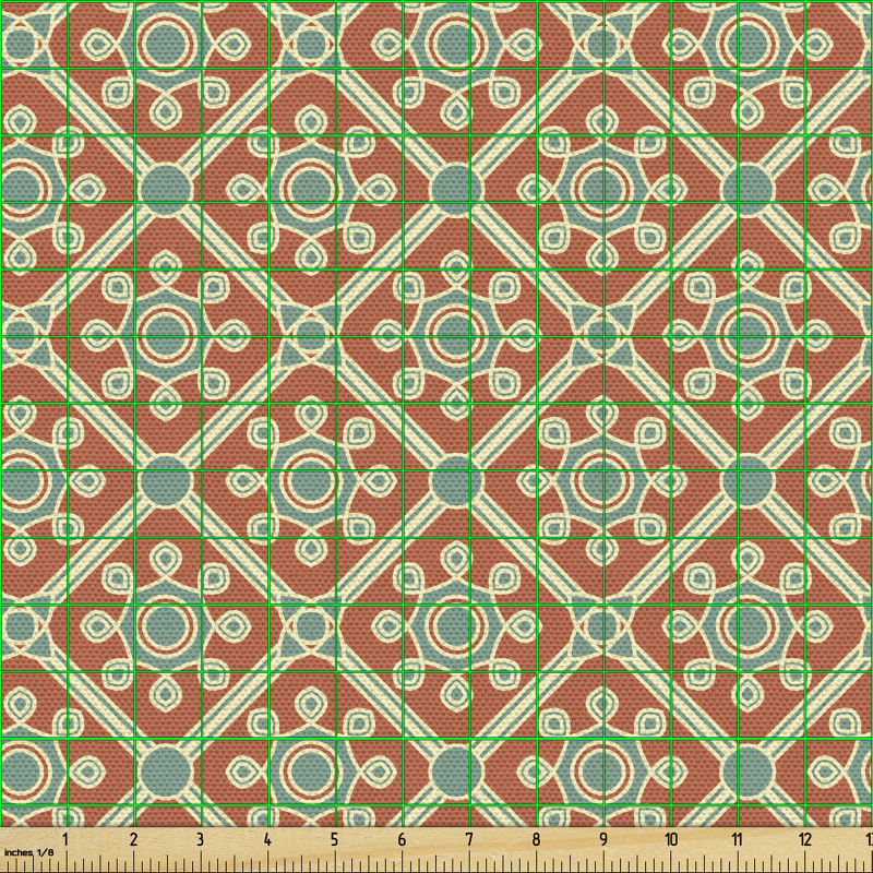 Soyut Parça Kumaş Turkuaz Çiçek Desenli Geometrik Formlar