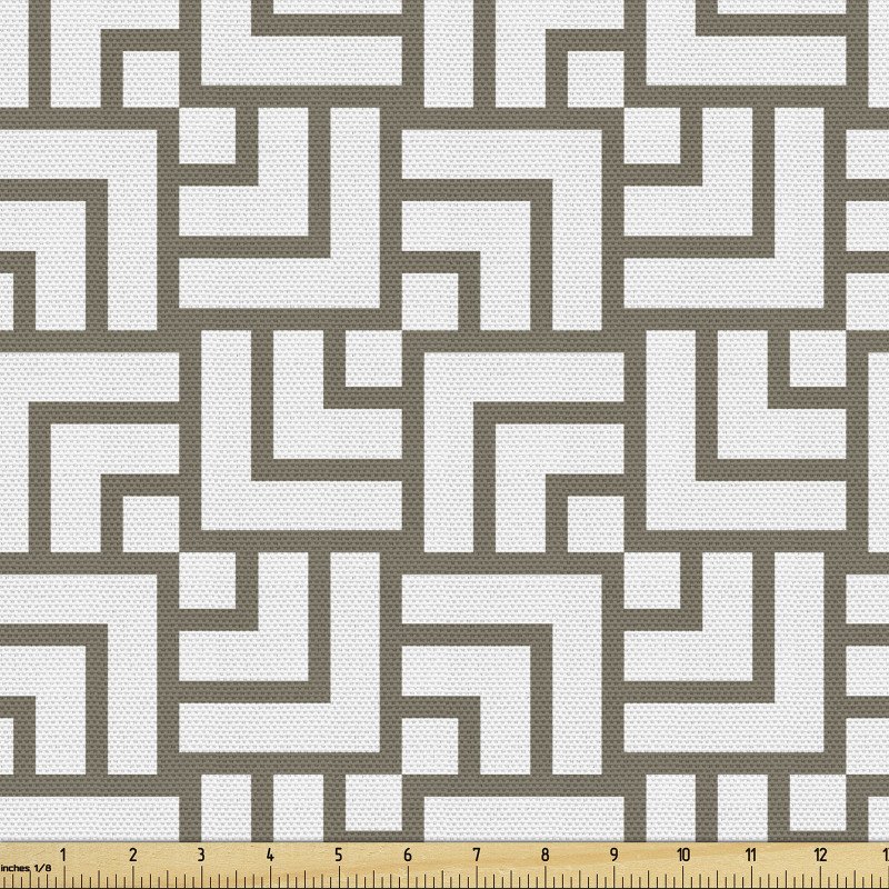 Geometrik Parça Kumaş Gri ve Beyaz Köşeli