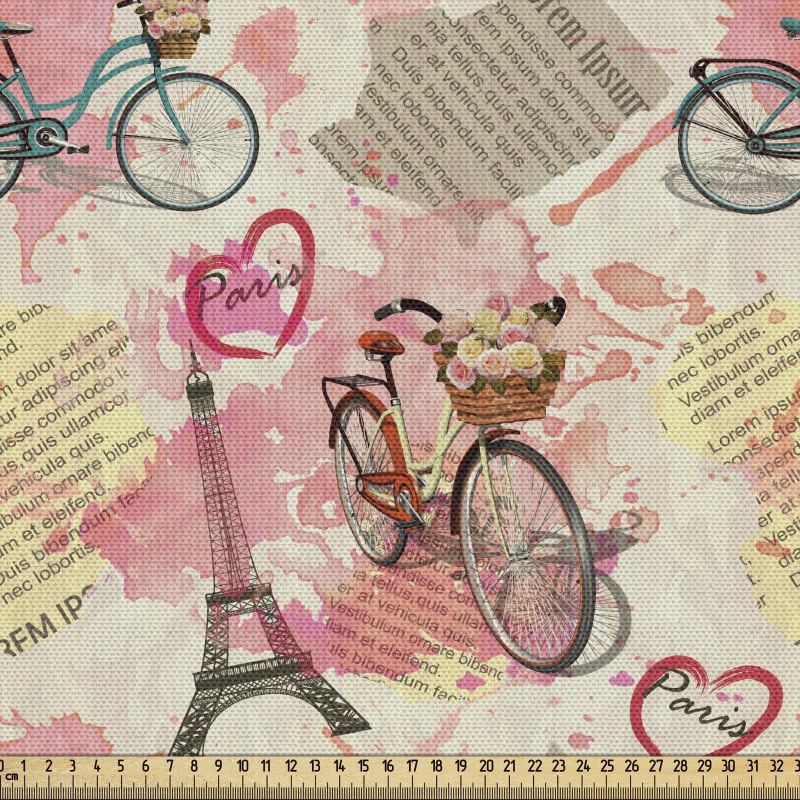 Romantik Parça Kumaş Bisiklet ve Paris