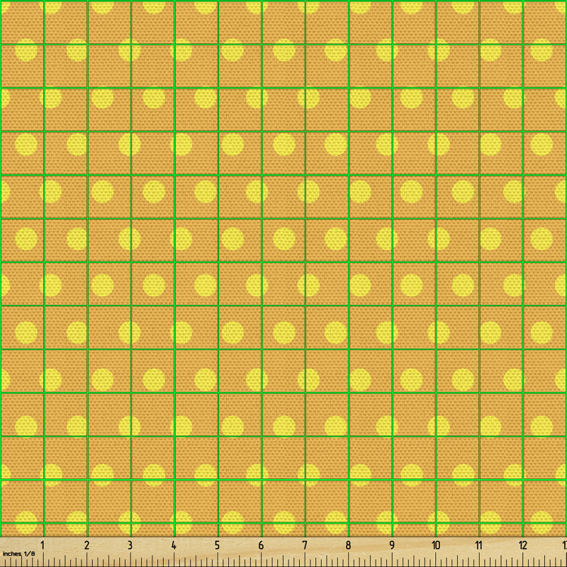 Puantiyeli Parça Kumaş Sarı Puantiye Desenli