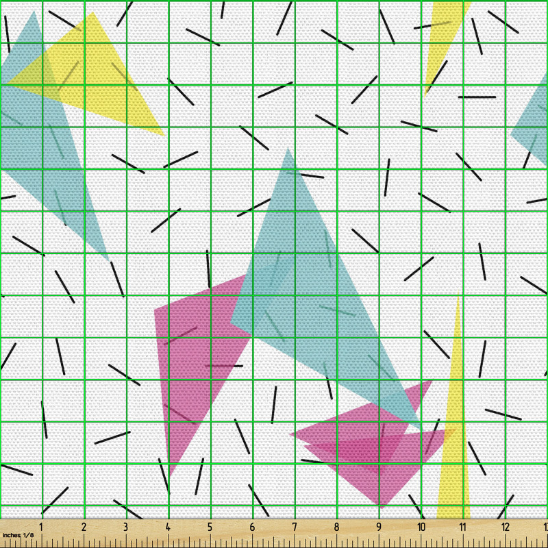 Geometrik Parça Kumaş Pembe Mavi Sarı Üçgen