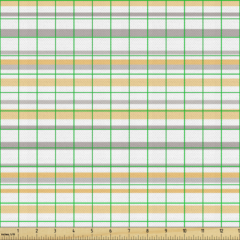 Geometrik Parça Kumaş Sarı ve Gri Kesintisiz Düz Çizgili