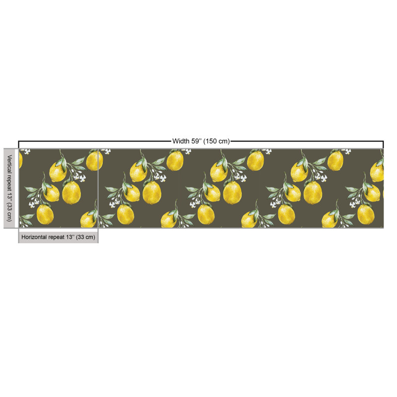 Meyveler Parça Kumaş Sarı Limon Desenli