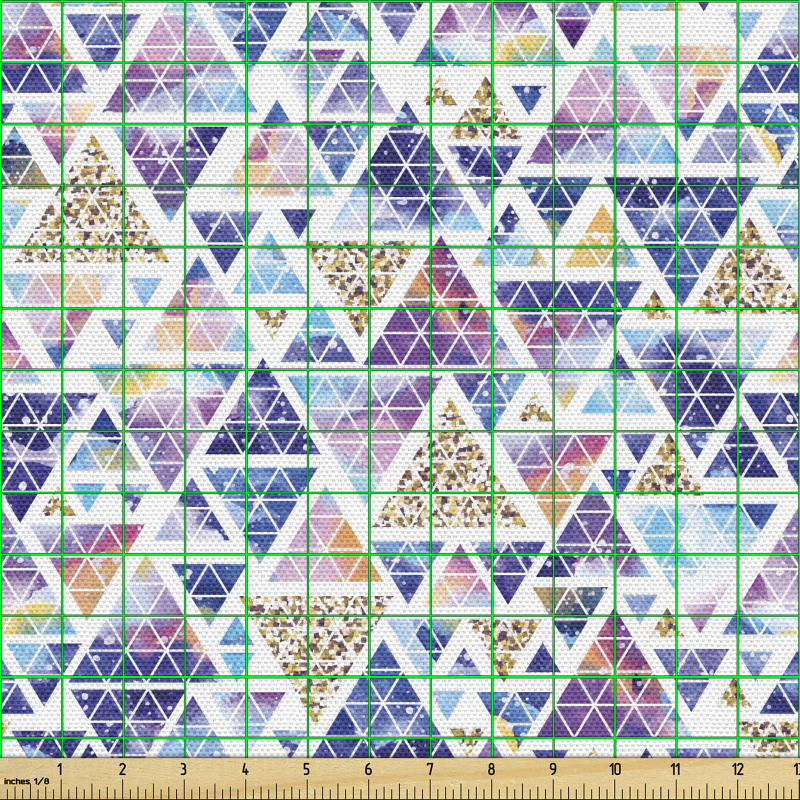 Geometrik Parça Kumaş Mor Üçgen Desenli Modern