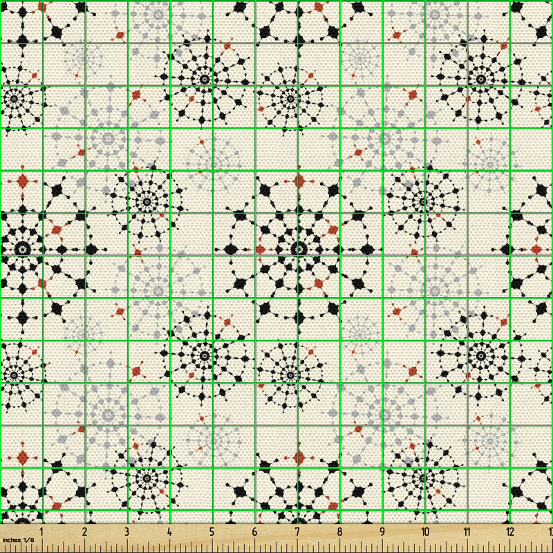 Geometrik Parça Kumaş Çember Çiçek Desenli