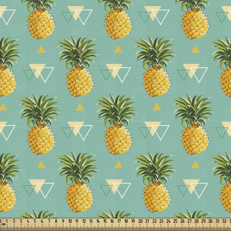 Tropikal Parça Kumaş Leziz Ananas Desenli