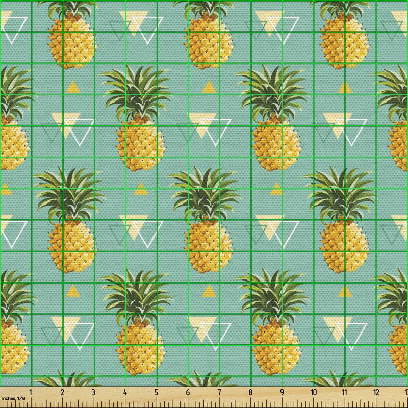 Tropikal Parça Kumaş Leziz Ananas Desenli