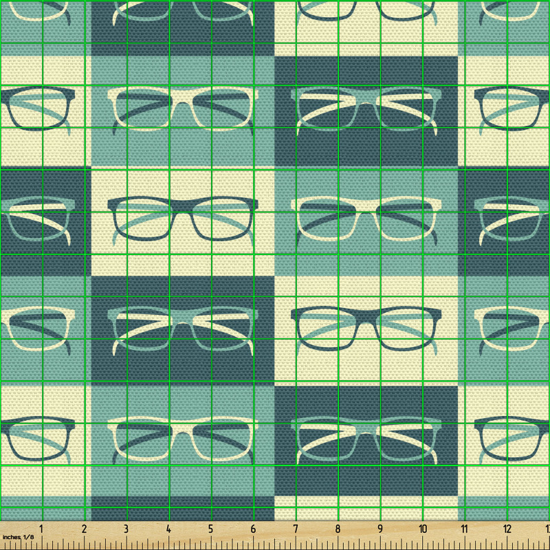 Geometrik Parça Kumaş Mavi Beyaz Gözlükler