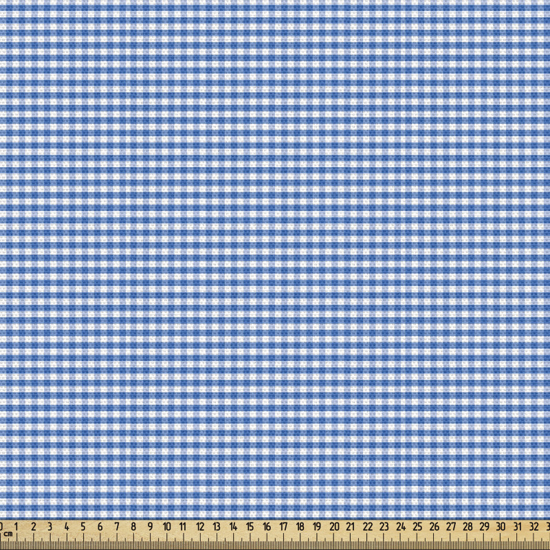 Çizgili Parça Kumaş Beyaz Mavi Kareli