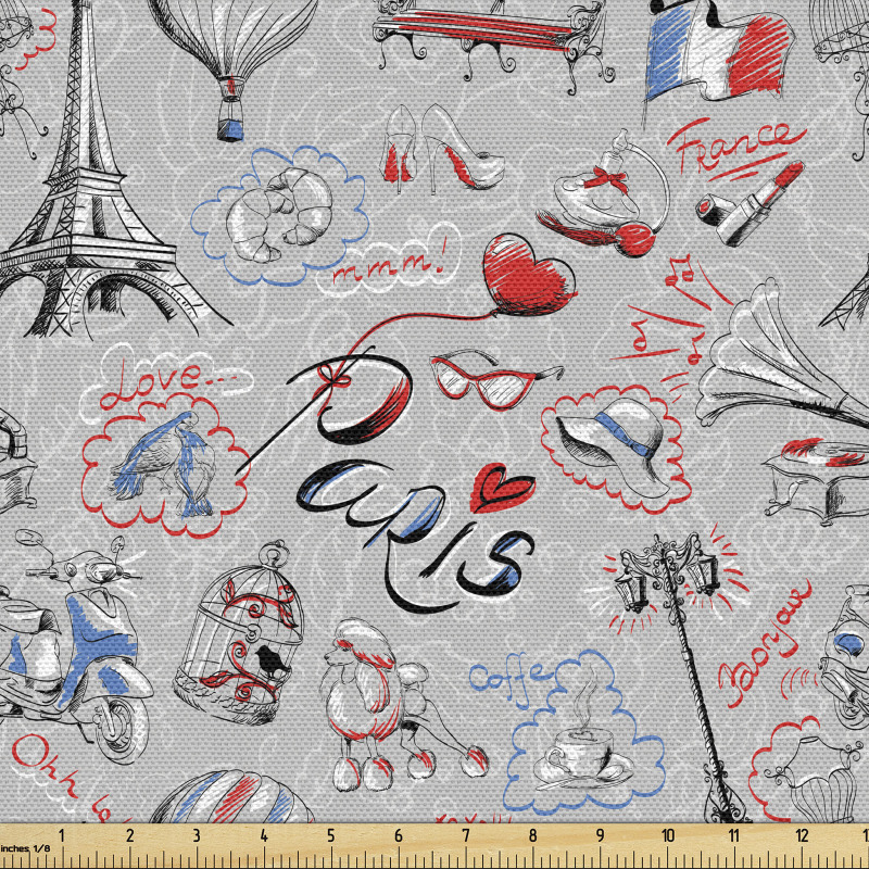 Şehir Parça Kumaş Fransa Kenti Figürlü El Çizimi Duvar Kağıdı