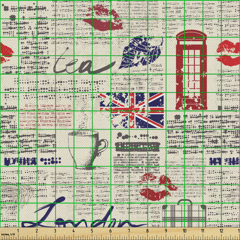 İngiltere Parça Kumaş Londra Temalı Yazı ve Obje Çalışmaları