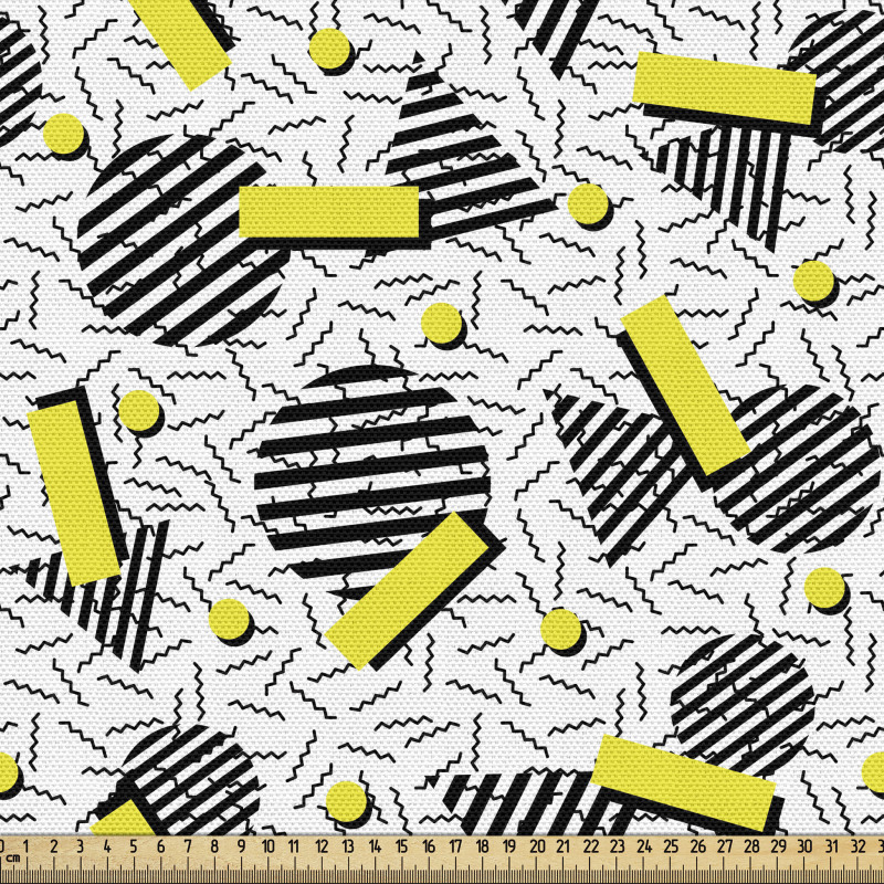 Geometrik Parça Kumaş Çizgili Yuvarlaklı ve Üçgenli Tasarım