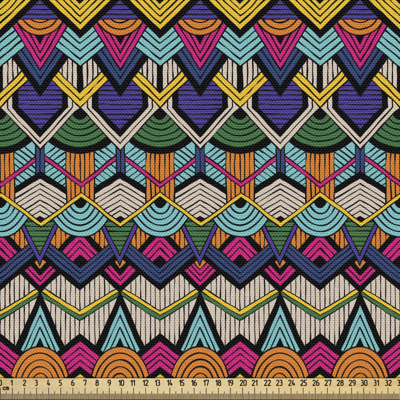Geometrik Parça Kumaş Afrika Desenli Etnik Figürlü Çalışma