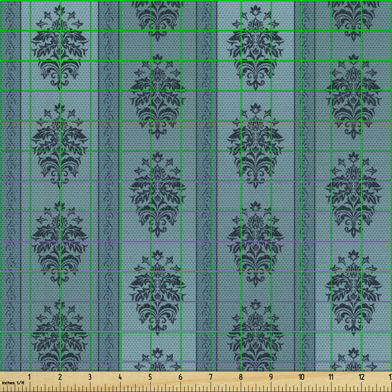 Oryantal Parça Kumaş Dikey Çiçekli Damask Desenleri Görseli