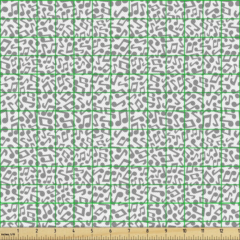 Melodi Parça Kumaş Çoklu Soyut Çizimli Notalı İllüstrasyon