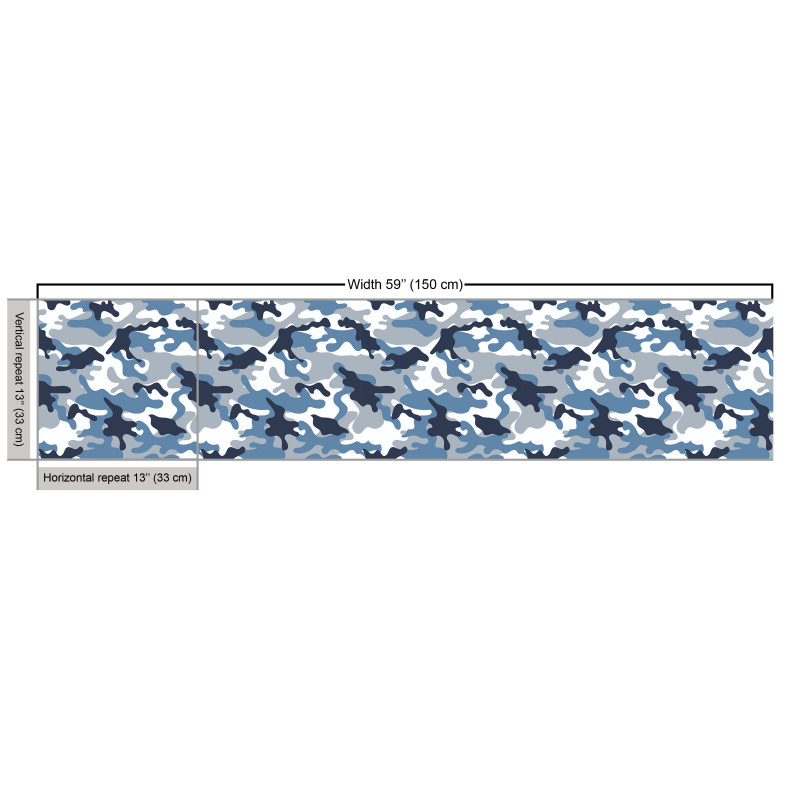 Asker Parça Kumaş Mavi Tonlu Kamuflaj Desenli İllüstrasyon