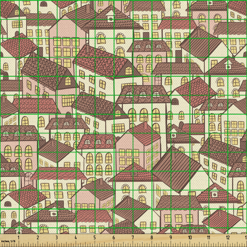 Ev Parça Kumaş Tekrarlayan Çoklu Şehir Evleri Temalı Görsel