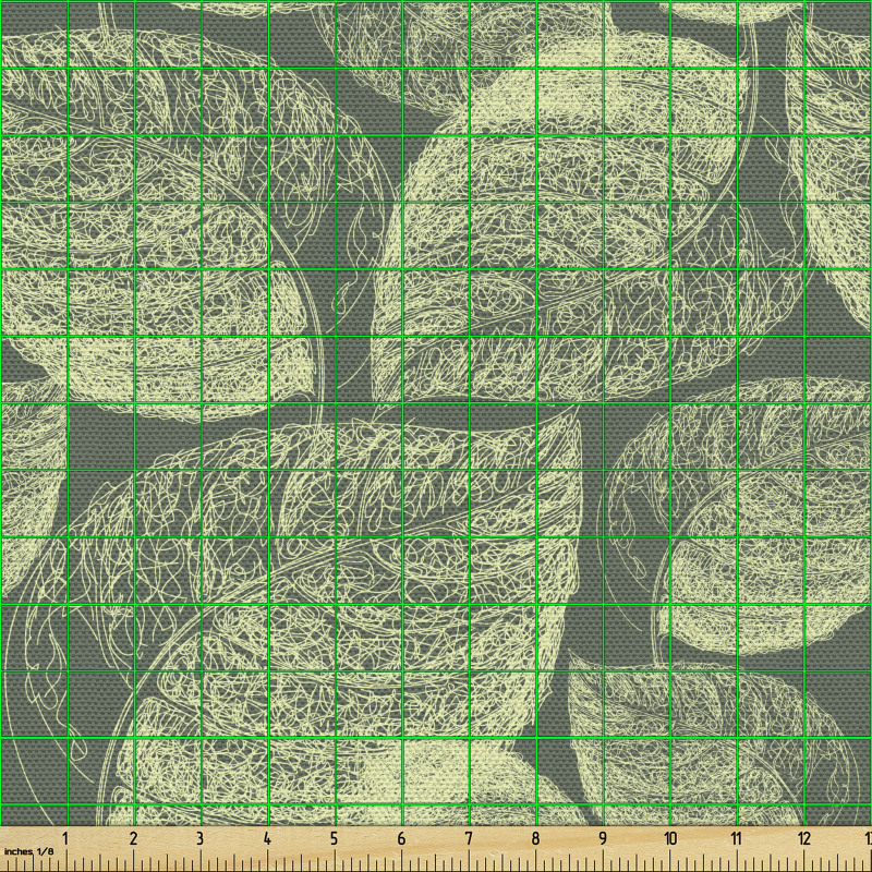 Bitki Parça Kumaş Tekrarlayan Soyut Yaprak Çizimli Çalışma