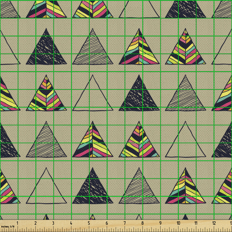 Geometrik Parça Kumaş Üzeri Yaratıcı Desenli Üçgen Çizimli Afiş