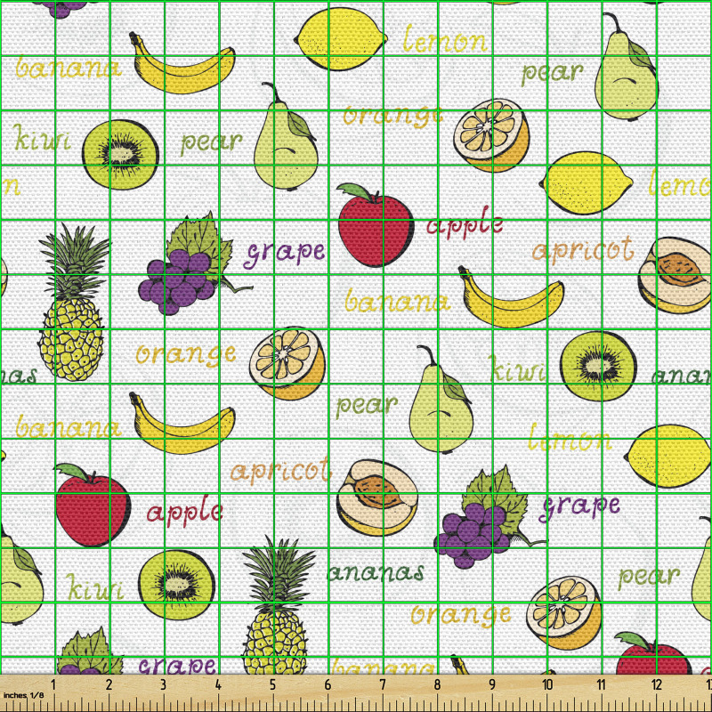 Meyve Parça Kumaş Yanlarında Yazılı Sağlıklı Doğal Yiyecekler