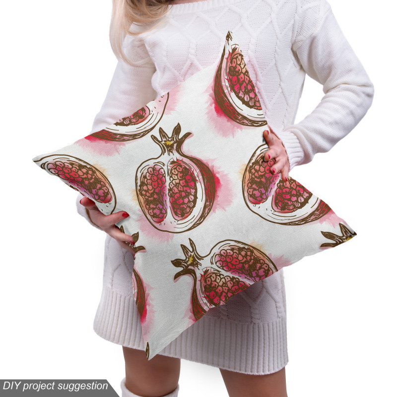 Nar Parça Kumaş Sulu Boya Tarzı Çizilmiş Çekirdekli Meyve Model
