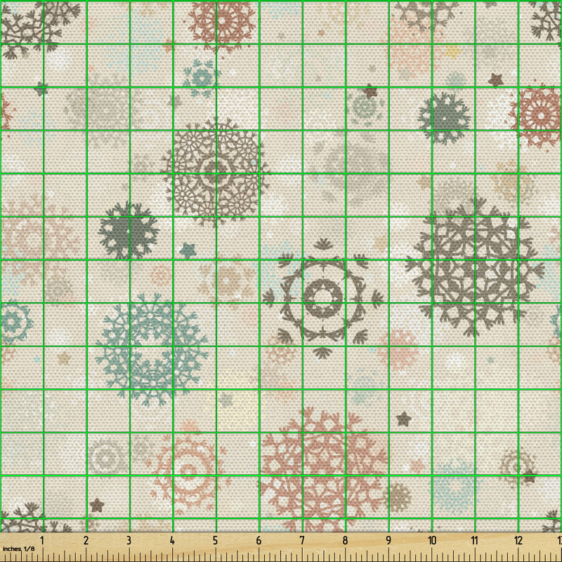 Kış Parça Kumaş Farklı Çeşitlerde Kar Tanecikleri Tekrarlı