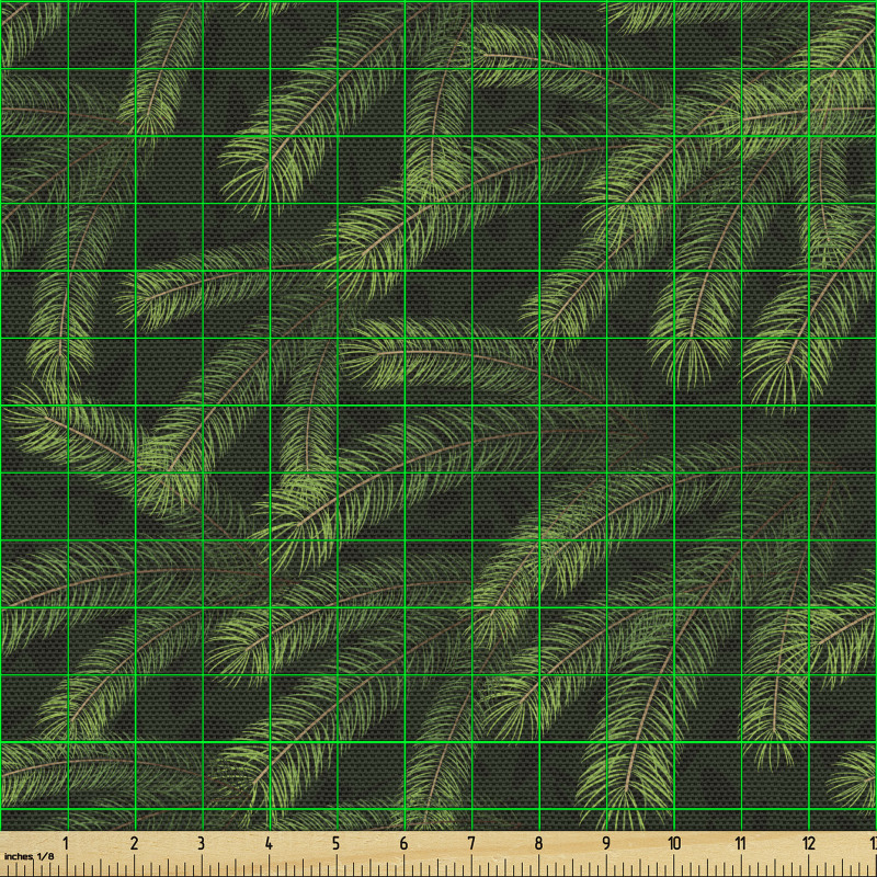 Botanik Parça Kumaş Noel Ağacı Yaprakları Tarzı Özel Desen