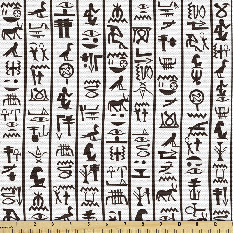 Mısır Parça Kumaş Dikey Şerit Antik Medeniyetin Hiyeroglifleri