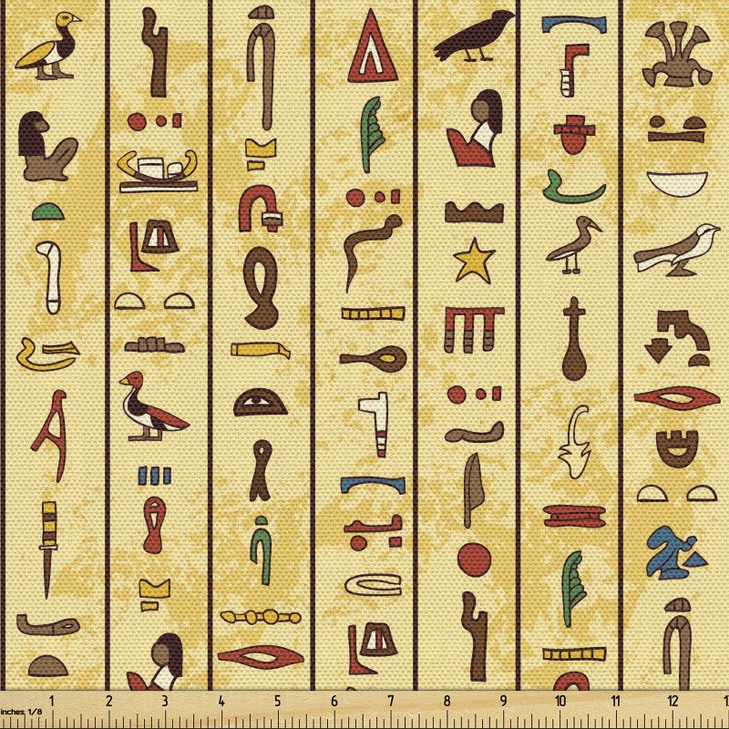 Mısır Parça Kumaş Antik Medeniyetin Sembollü Duvar Yazıları