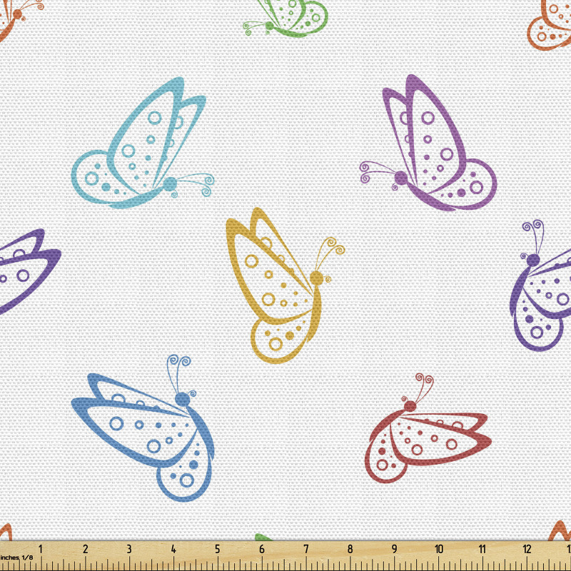 Doğa Parça Kumaş Düz Zeminde Kanatları Yuvarlaklı Kelebekler