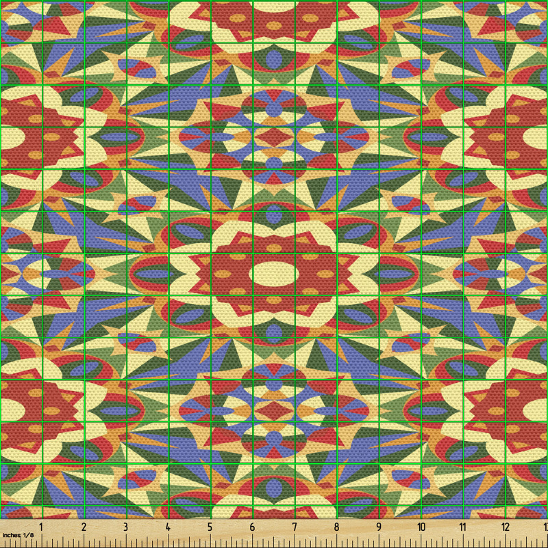 Geometrik Parça Kumaş Oryantal Çiçekli Etnik Temalı Çalışma