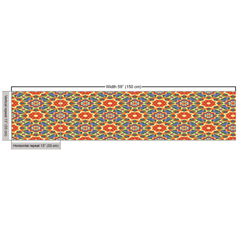 Geometrik Parça Kumaş Oryantal Çiçekli Etnik Temalı Çalışma