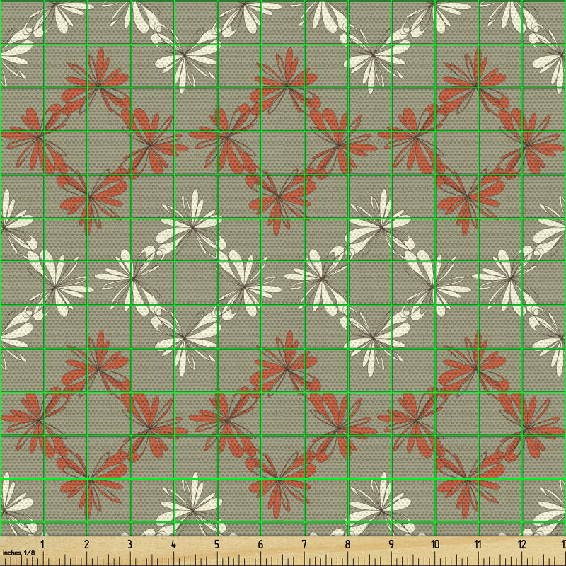 Geometrik Parça Kumaş Tekrarlayan Zarif Çiçek Kenarlı Kareler