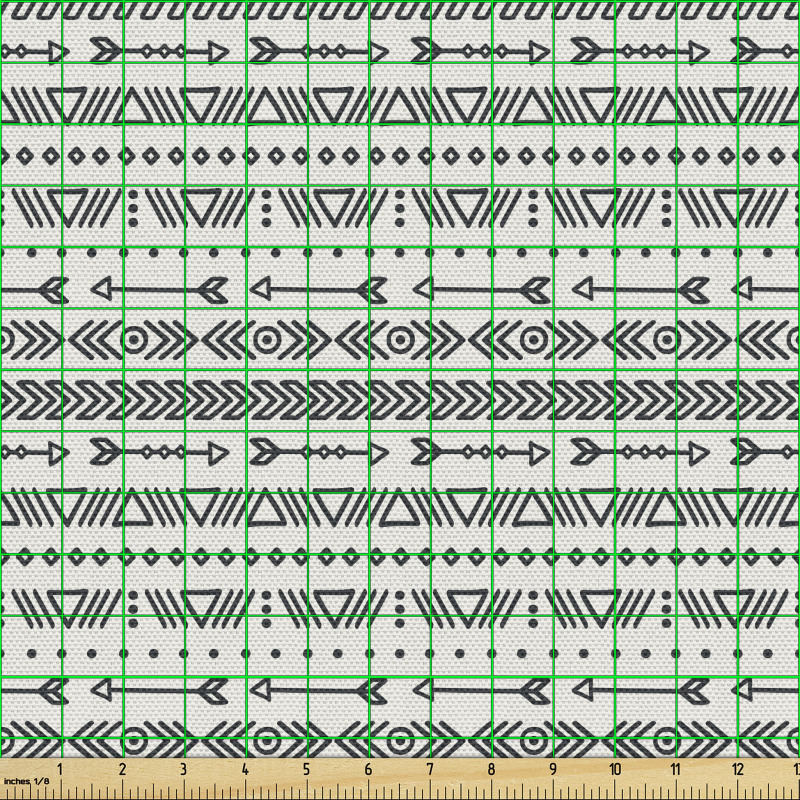 Geometrik Parça Kumaş Aztek Temalı Basit Çizimli Sade Figürler