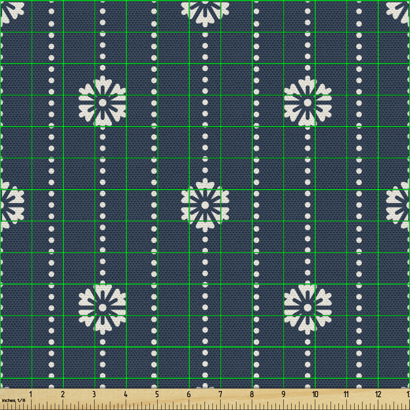 Geometri Parça Kumaş Noktalı Dikey Şeritler Üzerindeki Çiçekler
