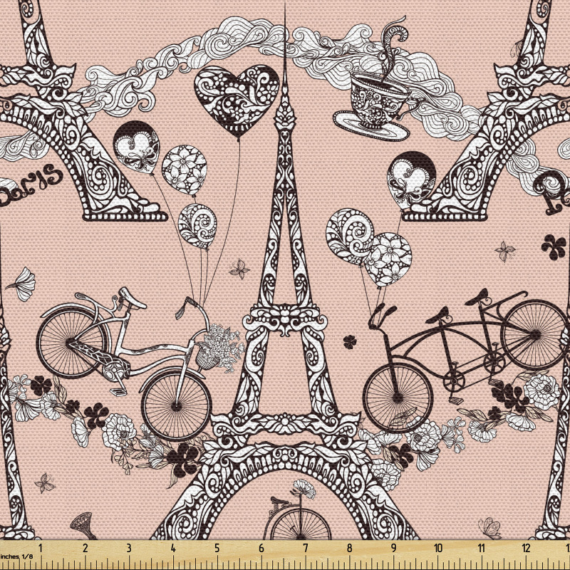 Eyfel Kulesi Parça Kumaş Tekrarlı Paris Simgesi Romantik Desen