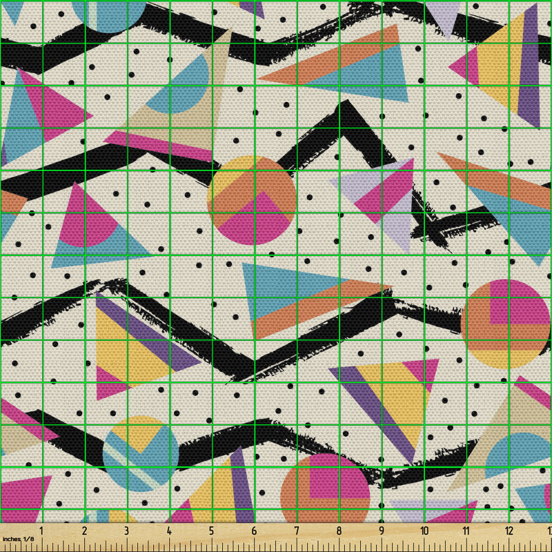Geometrik Parça Kumaş Üçgen ve Dairesel Şekiller Tekrarlı Desen