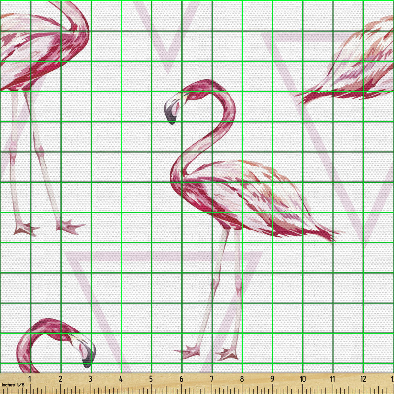 Sanatsal Parça Kumaş Minimal Üçgenler Siyah Gagalı Flamingolar