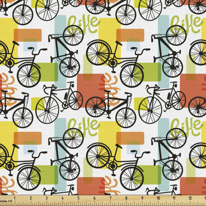 Yaşam Parça Kumaş Modern Boyalar Üzerine Dağılmış Bisikletler