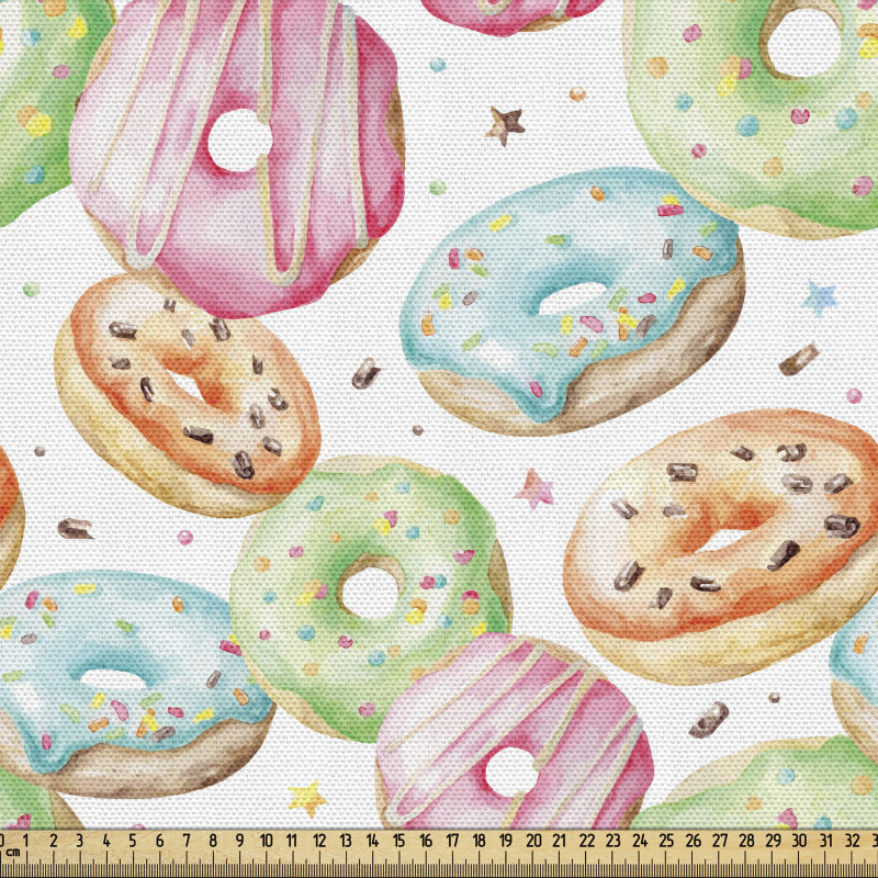 Donut Parça Kumaş Rengarenk Halkalı Çörekler Tekrarlı Model