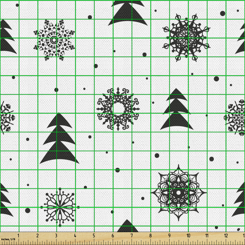 Mandalalar Parça Kumaş Minimal Ağaç ve Kar Tanesi Motifleri